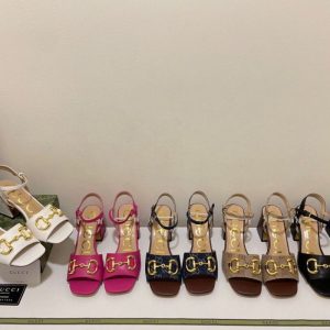 Replica Designer Gucci Women Horsebit Chunky Heel Sandals