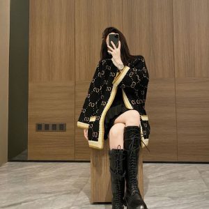 Replica Designer Gucci Women Knitted Mid-Length Loose Cardigan