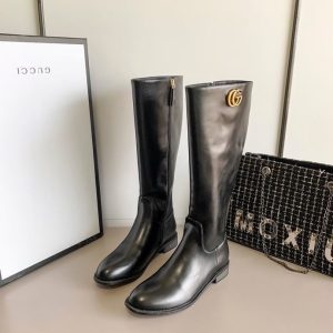 Replica Designer Gucci Women Leather Round Toe High Boots