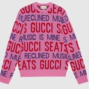 Replica Designer Gucci Women Letter Jacquard Color Matching Sweate