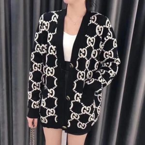 Replica Designer Gucci Women Letter Loose Knitted Cardigan
