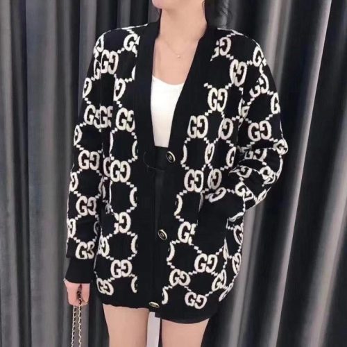 Replica Designer Gucci Women Letter Loose Knitted Cardigan