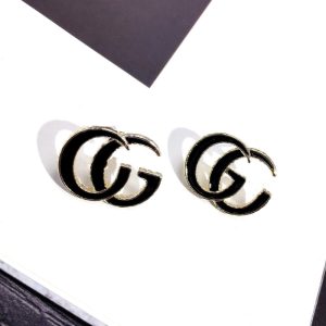 Replica Designer Gucci Women Letter Popular Black Painting Oil Earrings