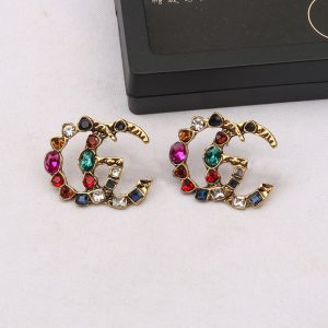 Replica Designer Gucci Women Letter Retro Palace Style Colored Earrings