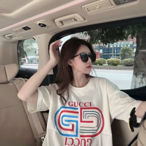 Replica Designer Gucci Women Men Double G Printing Short-Sleeved T-Shirt