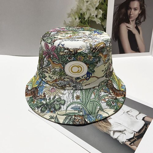 Replica Designer Gucci Women Men Hip-Hop Sunscreen Tiger Painting Fisherman Hat