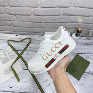 Replica Designer Gucci Women Men Leather Thick Bottom Mickey Sneakers