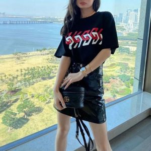 Replica Designer Gucci Women Men Letter Printing Round Neck Loose Short-Sleeved T-Shirt