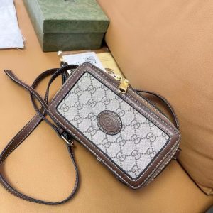Replica Designer Gucci Women Men Retro 1955 Letter Print Mini Contrast Color Small Square Bag