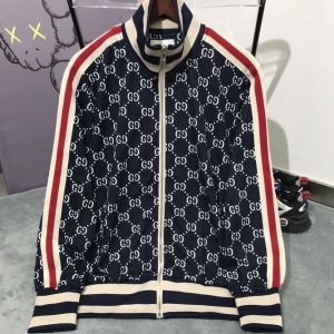 Replica Designer Gucci Women Men Side Webbing Full Jacquard Logo Jacket