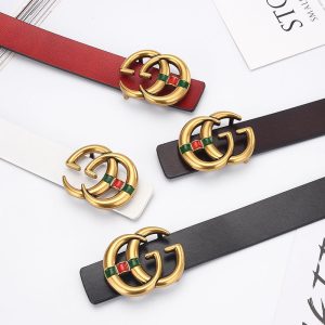 Replica Designer Gucci Women Men Smooth Buckle Belt