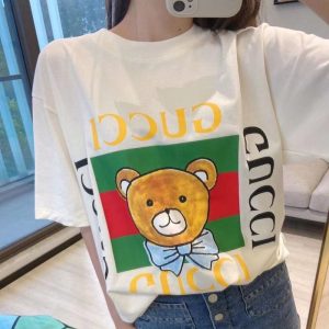 Replica Designer Gucci Women Men Teddy Bear Short Sleeve T-Shirt