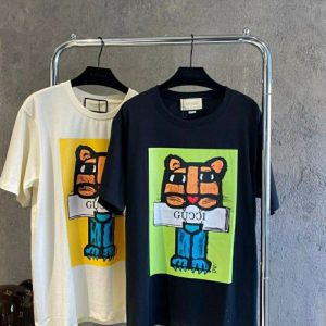 Replica Designer Gucci Women Men Tiger Cotton Printing Short-Sleeved Shirt