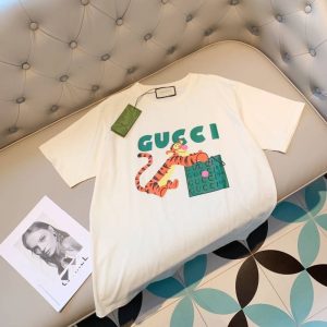 Replica Designer Gucci Women Men Tiger Disney Round Neck Short-Sleeved T-Shirt
