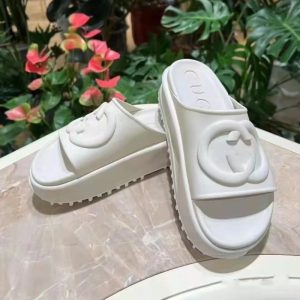 Replica Designer Gucci Women Open Toe Thick-Soled Platform Double G Slippers