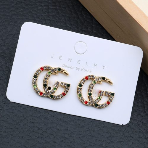 Replica Designer Gucci Women Personality Shiny Colored Crystal Fashion Earrings