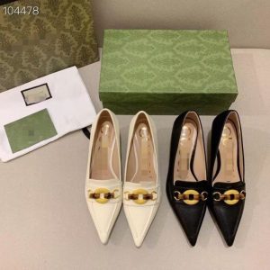 Replica Designer Gucci Women Pointed Toe Leather Horsebit Sandals