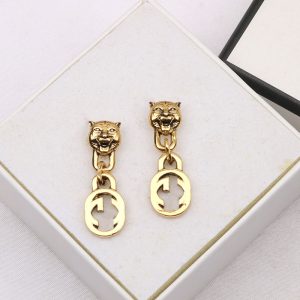 Replica Designer Gucci Women Retro Classic Tiger Head Chain Earrings