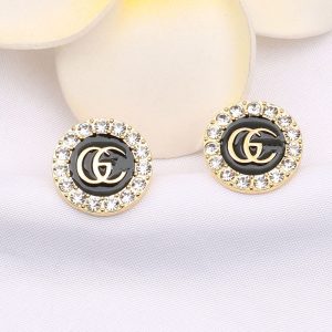 Replica Designer Gucci Women Retro Diamond Round Earrings