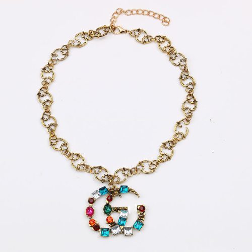 Replica Designer Gucci Women Retro G Temperament Exaggerated Bronze Necklace
