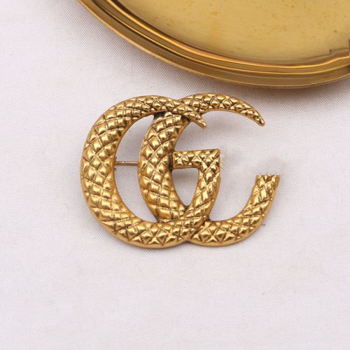Replica Designer Gucci Women Retro Letter Double G Corsage Collar Pin Temperament Brooch