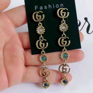 Replica Designer Gucci Women Retro Long Fashion Temperament Fashion Sun Flower Letter Earrings