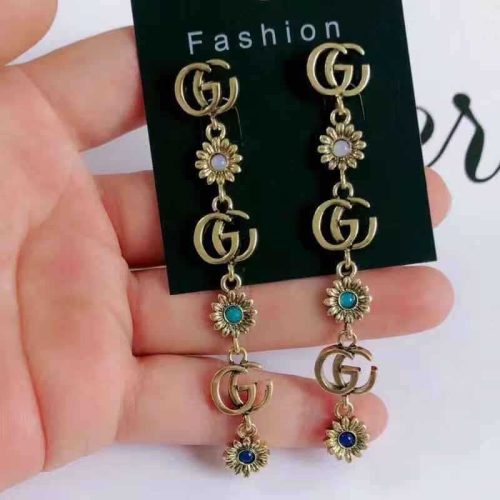 Replica Designer Gucci Women Retro Long Fashion Temperament Fashion Sun Flower Letter Earrings