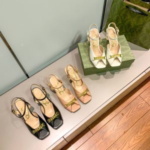 Replica Designer Gucci Women Retro Metal Chain Sandals