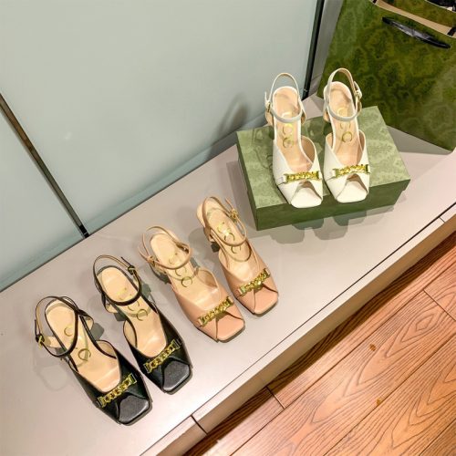 Replica Designer Gucci Women Retro Metal Chain Sandals