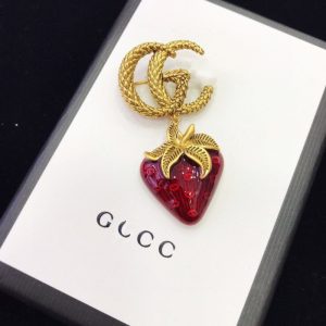 Replica Designer Gucci Women Strawberry Retro Classic Alloy Brooch Earrings