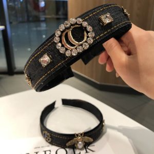 Replica Designer Gucci Women Temperament Fashion Diamond Letter Pearl Floral Headband