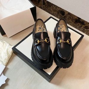 Replica Designer Gucci Women Thick-Soled Small Bee Shoes Pedal Loafer