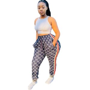 Replica Designer Gucci Women Thread-Panel Fashion Print Pants