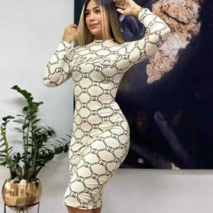 Replica Designer Gucci Women'S Sexy Printed Slim Dress