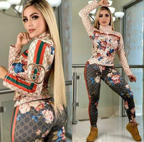 Replica Designer Gucci Womens Fashion Print Sport Two-Piece Set