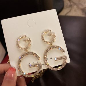 Replica Designer Gucci Zircon Letter G Earrings