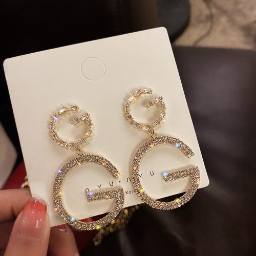 Replica Designer Gucci Zircon Letter G Earrings