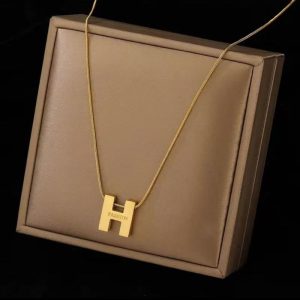 Replica Designer Hermes Fashion H Letter Snake Bone Necklace