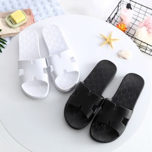 Replica Designer Hermes H Letter Pattern Solid Color Flat Slippers