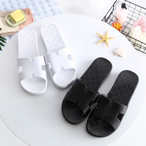 Replica Designer Hermes H Letter Pattern Solid Color Flat Slippers