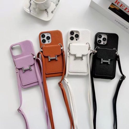 Replica Designer Hermes H Letters Fashion Leather Apple Phone Case