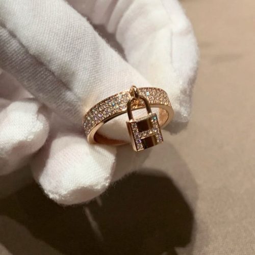 Replica Designer Hermes Lock Pattern Pendant Design Women Ring
