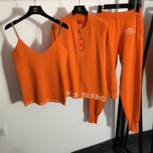 Replica Designer Hermes Loose Knit Suspenders Three-Piece Set