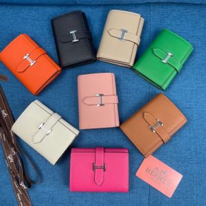 Replica Designer Hermes Lychee Grain Solid Color Short Card Holder