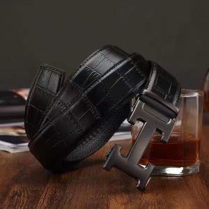 Replica Designer Hermes Men Casual H Letters Automatic Buckle Crocodile Pattern Belt
