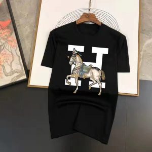 Replica Designer Hermes Men Casual Letter Printed T-Shirt