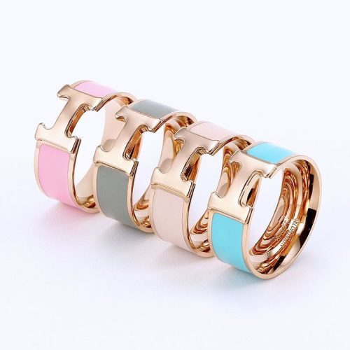 Replica Designer Hermes Personality H Letter Enamel Couple Ring