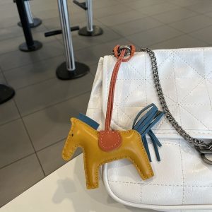 Replica Designer Hermes Rainbow Tassel Pony Bag Pendant Hand-Stitched Key Chain