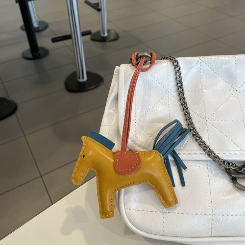 Replica Designer Hermes Rainbow Tassel Pony Bag Pendant Hand-Stitched Key Chain