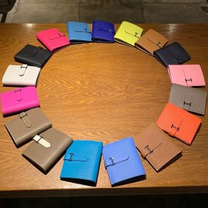 Replica Designer Hermes Solid Color Two-Fold Drawstring H Buckle Wallet